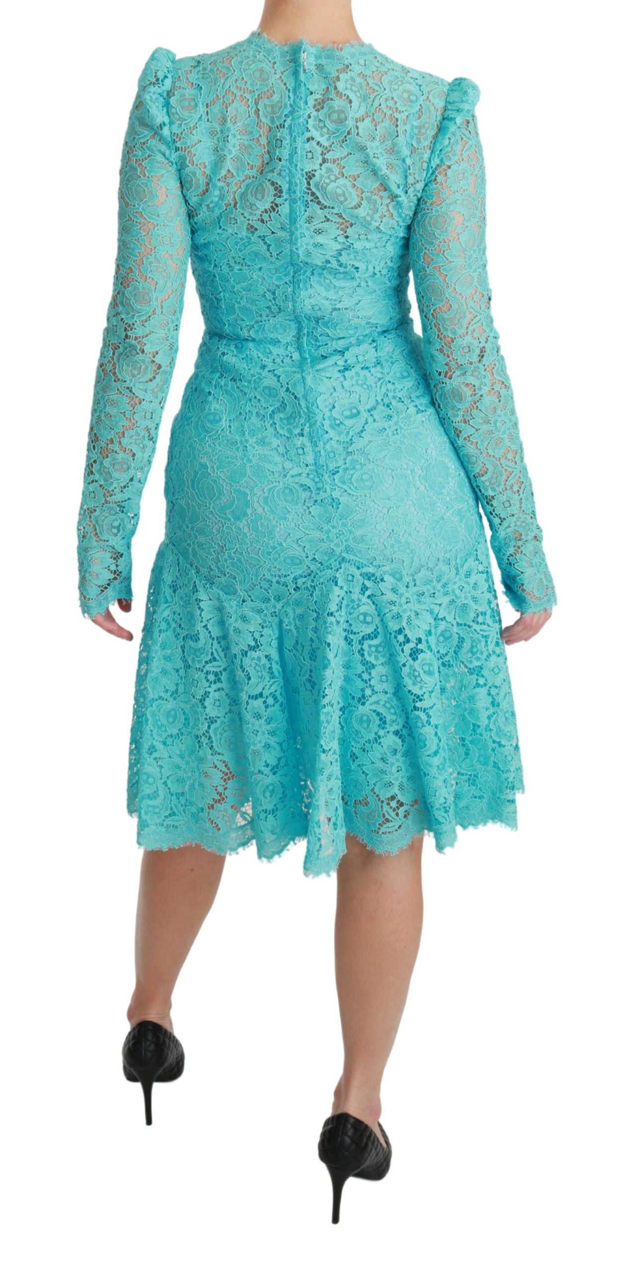 Elegant Light Blue Lace Sheath Dress