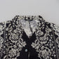Blue Silk Floral Baroque Satin Casual Shirt