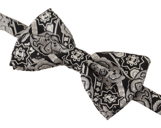 Elegant Silk Black and White Bow Tie