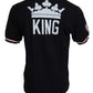 Regal Crown V-Neck Tee in Lustrous Black