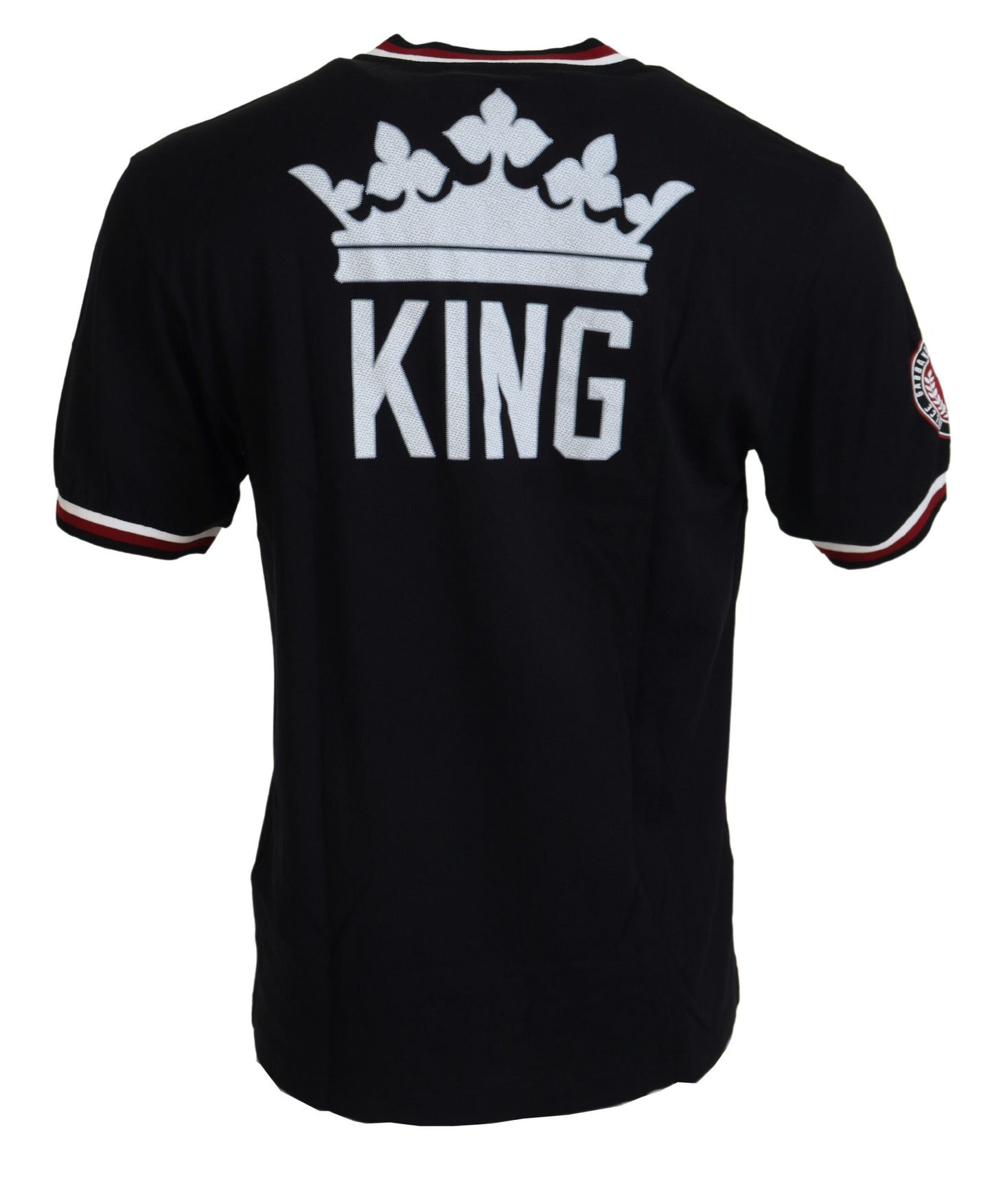 Regal Crown V-Neck Tee in Lustrous Black