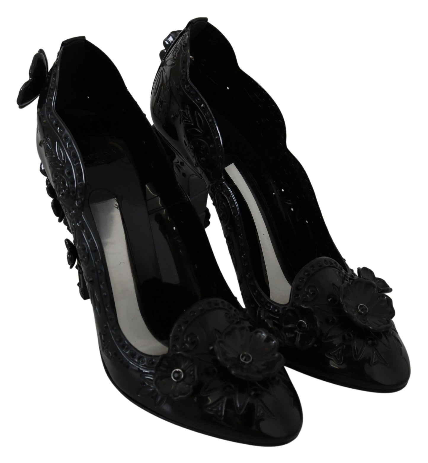 Black Floral Crystal CINDERELLA Women's Shoes