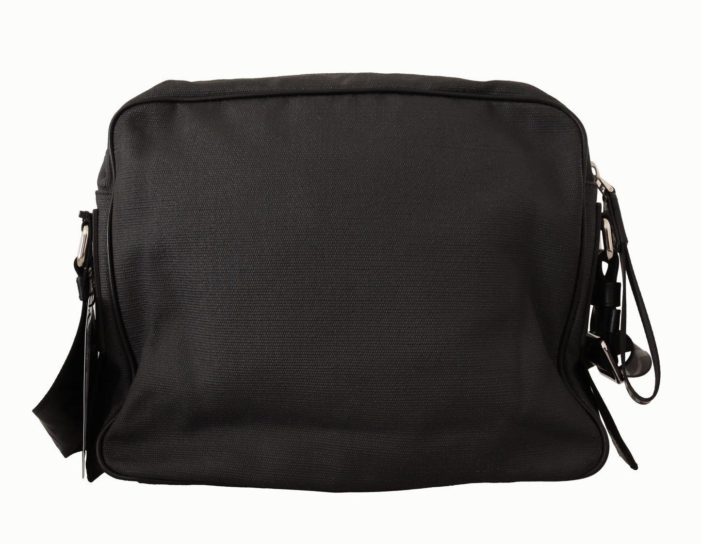 Elegant Black Canvas Leather Messenger Bag