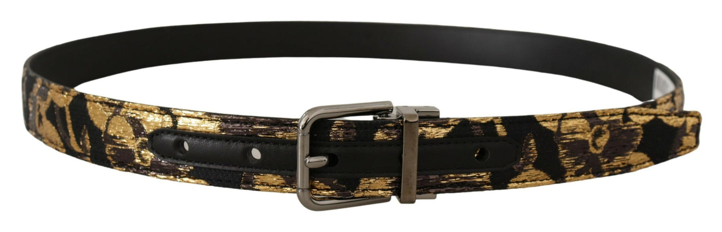 Multicolor Leather Belt with Black Buckle