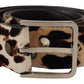 Elegant Leopard Print Leather Belt