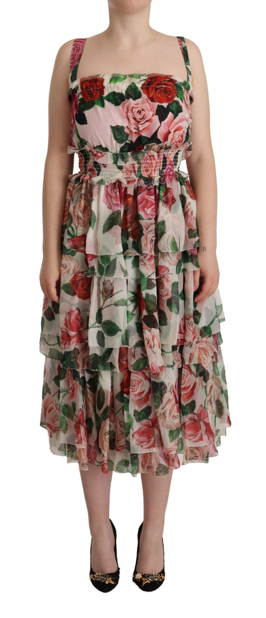 Elegant Floral Silk Maxi Dress