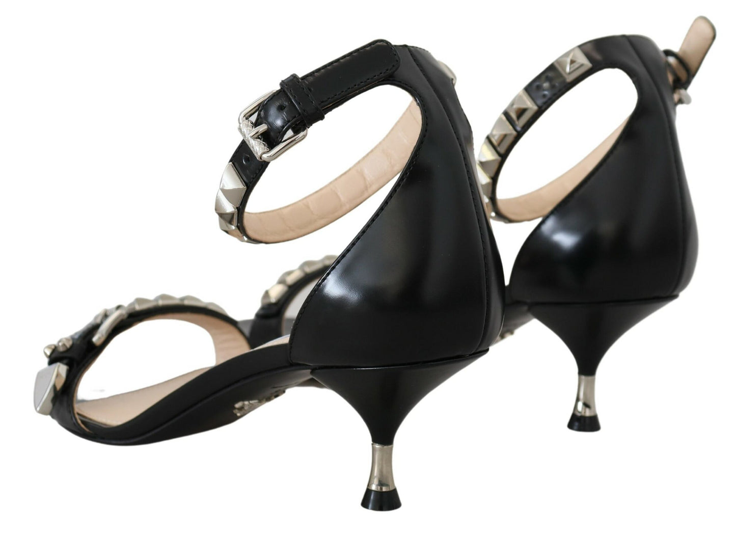 Elegant Black Leather Heels Sandals