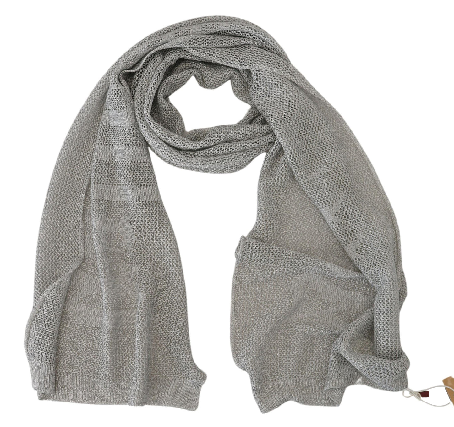 Gray Logo Knitted Neck Wrap Shawl Foulard Scarf