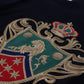 Black Cashmere Turtleneck with Gold Crown Embroidery