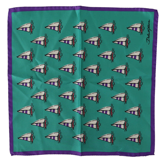 Elegant Silk Sailboat Pocket Square