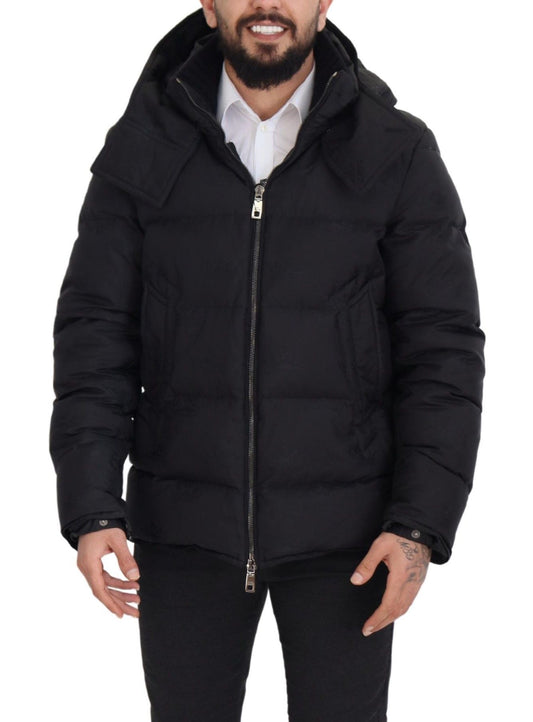 Elegant Quilted Puffer Jacket in Black