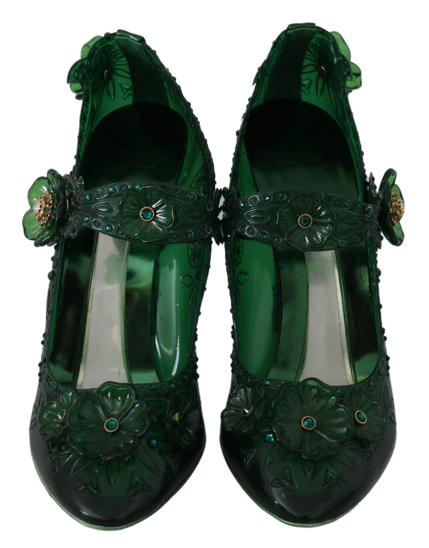 Emerald Elegance Crystal Cinderella Pumps