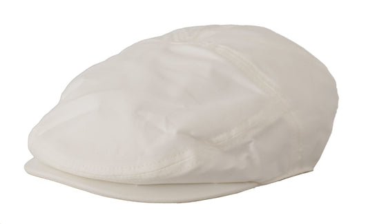 Chic White Newsboy Cap Cotton Blend