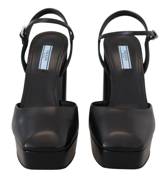 Chic Black Leather Platform Sandals