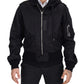 Black Nylon Hooded Full Zip Men Coat Jacket