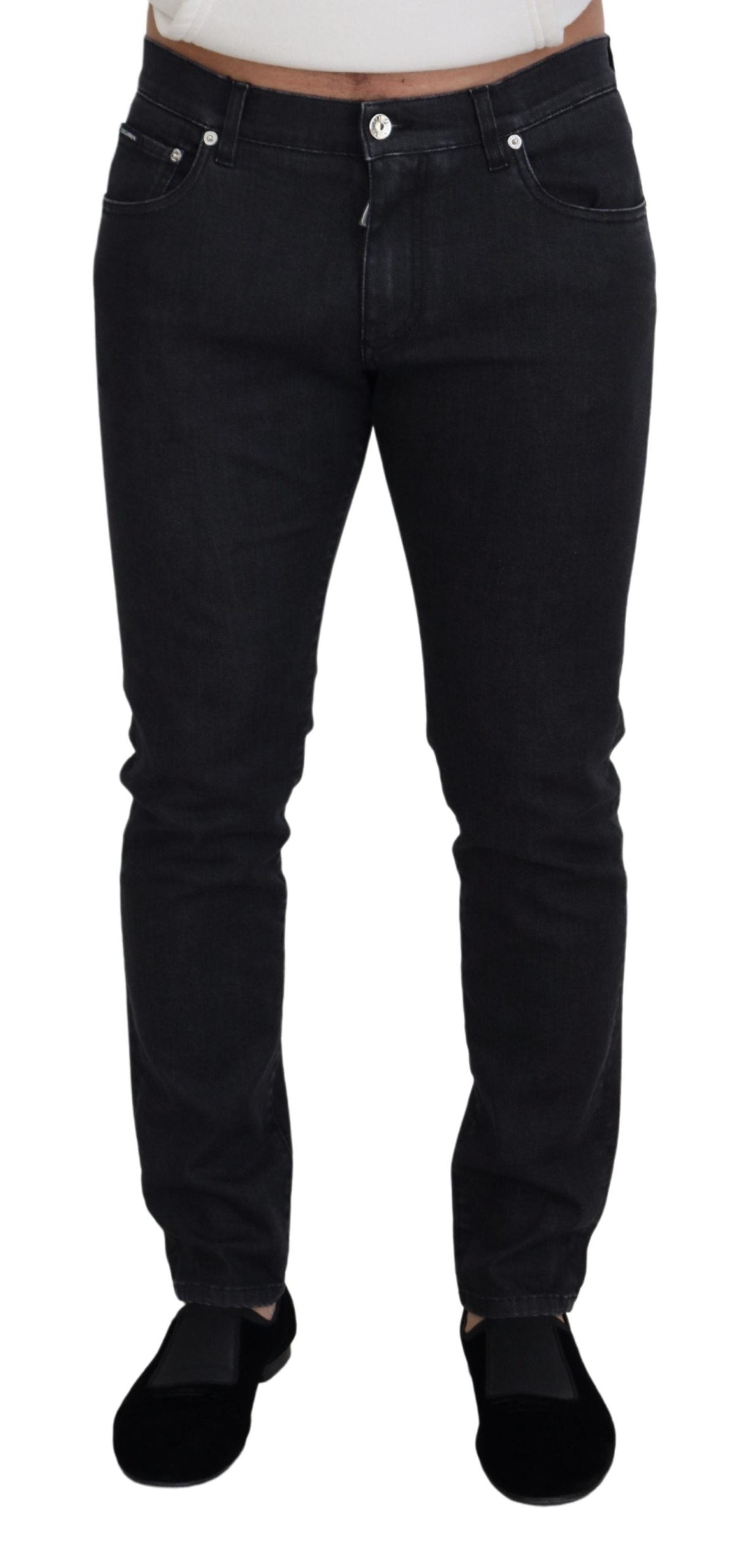 Elegant Black Washed Denim Pants