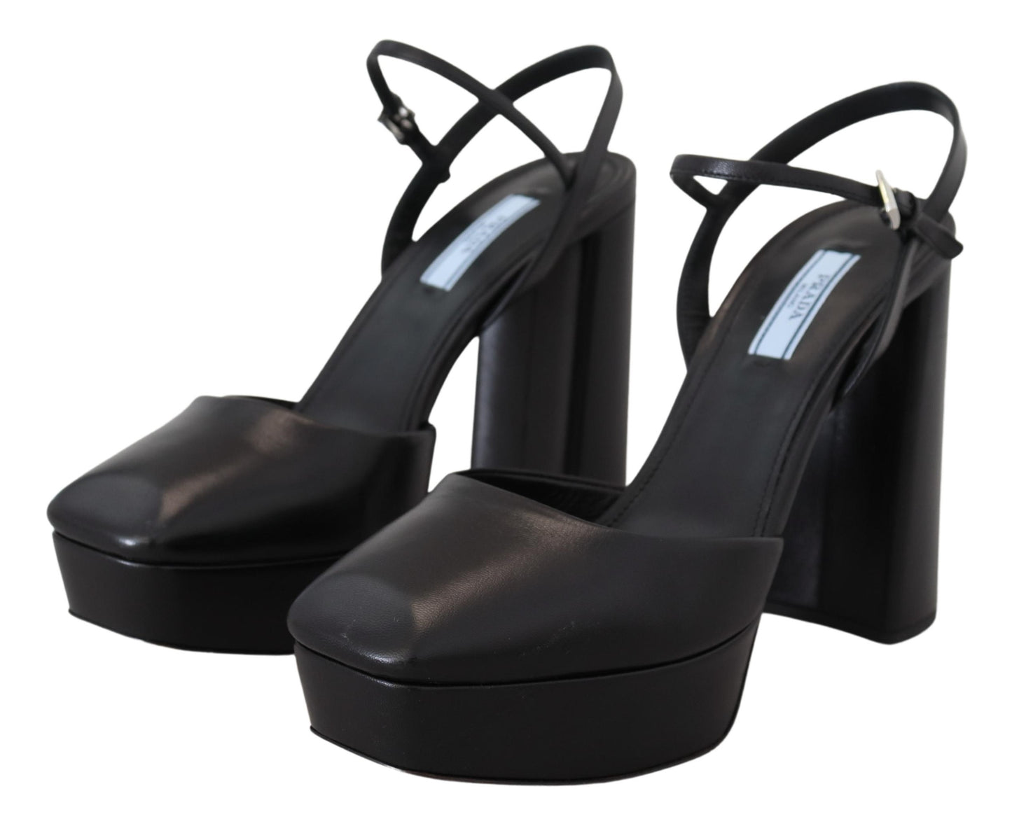 Chic Black Leather Platform Sandals