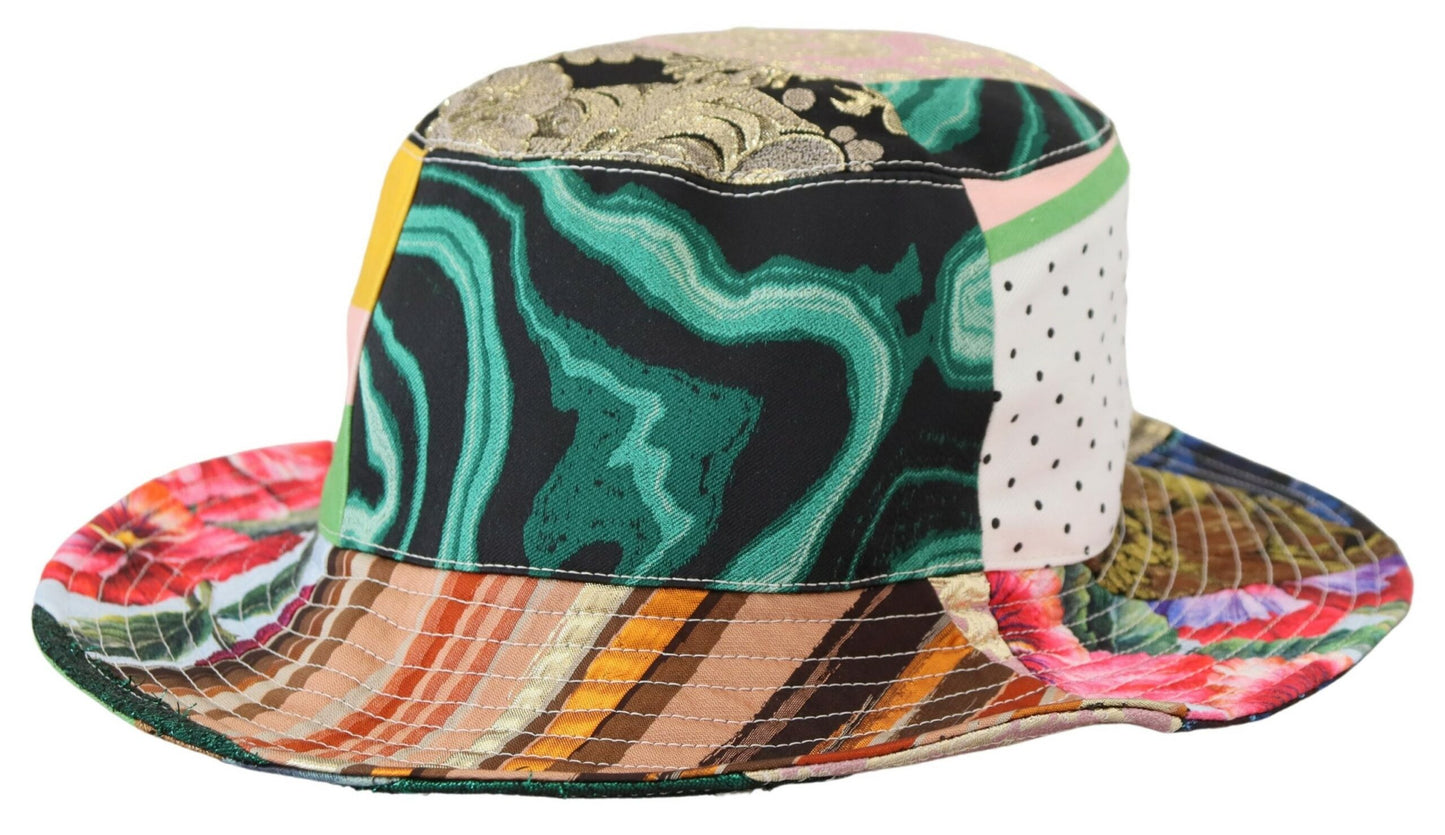 Multicolor Patchwork Bucket Fedora Cap