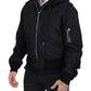 Black Nylon Hooded Full Zip Men Coat Jacket