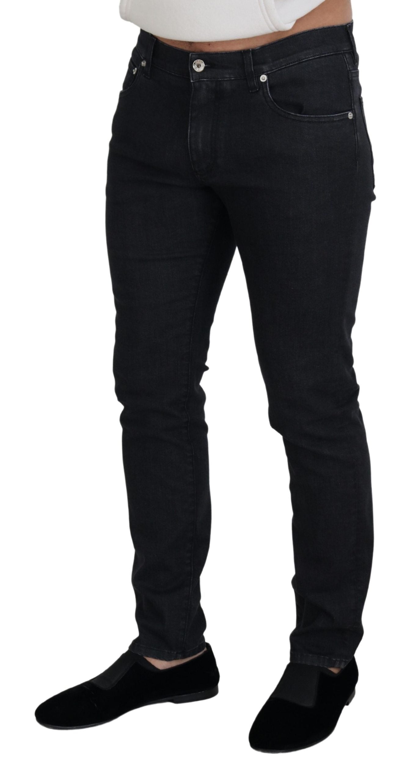 Elegant Black Washed Denim Pants