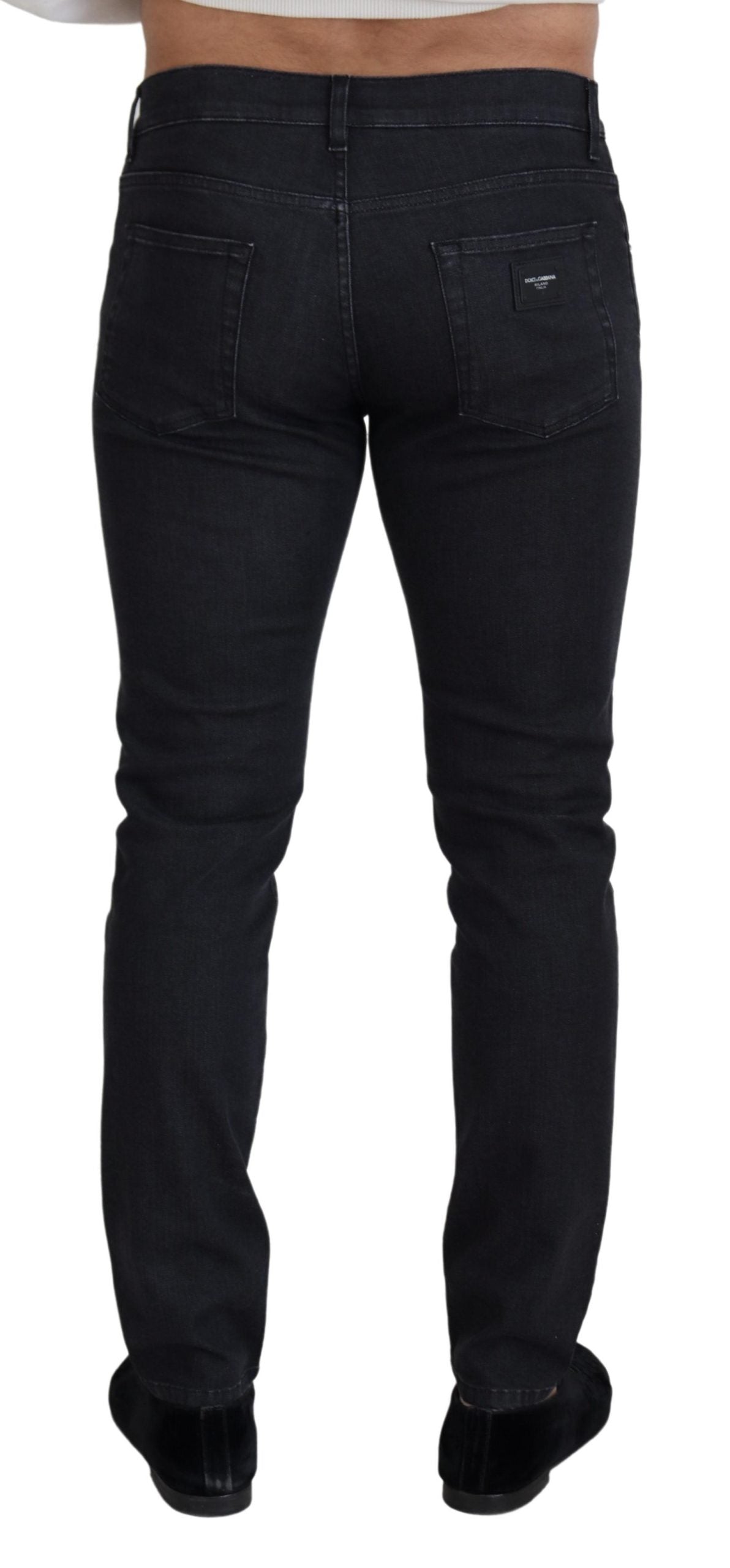 Elegant Black Washed Denim Pants