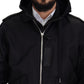 Black Nylon Hooded Full Zip Men Coat Jacket