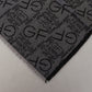 Grey Wool Logo Print Wrap Warmer Shawl Scarf