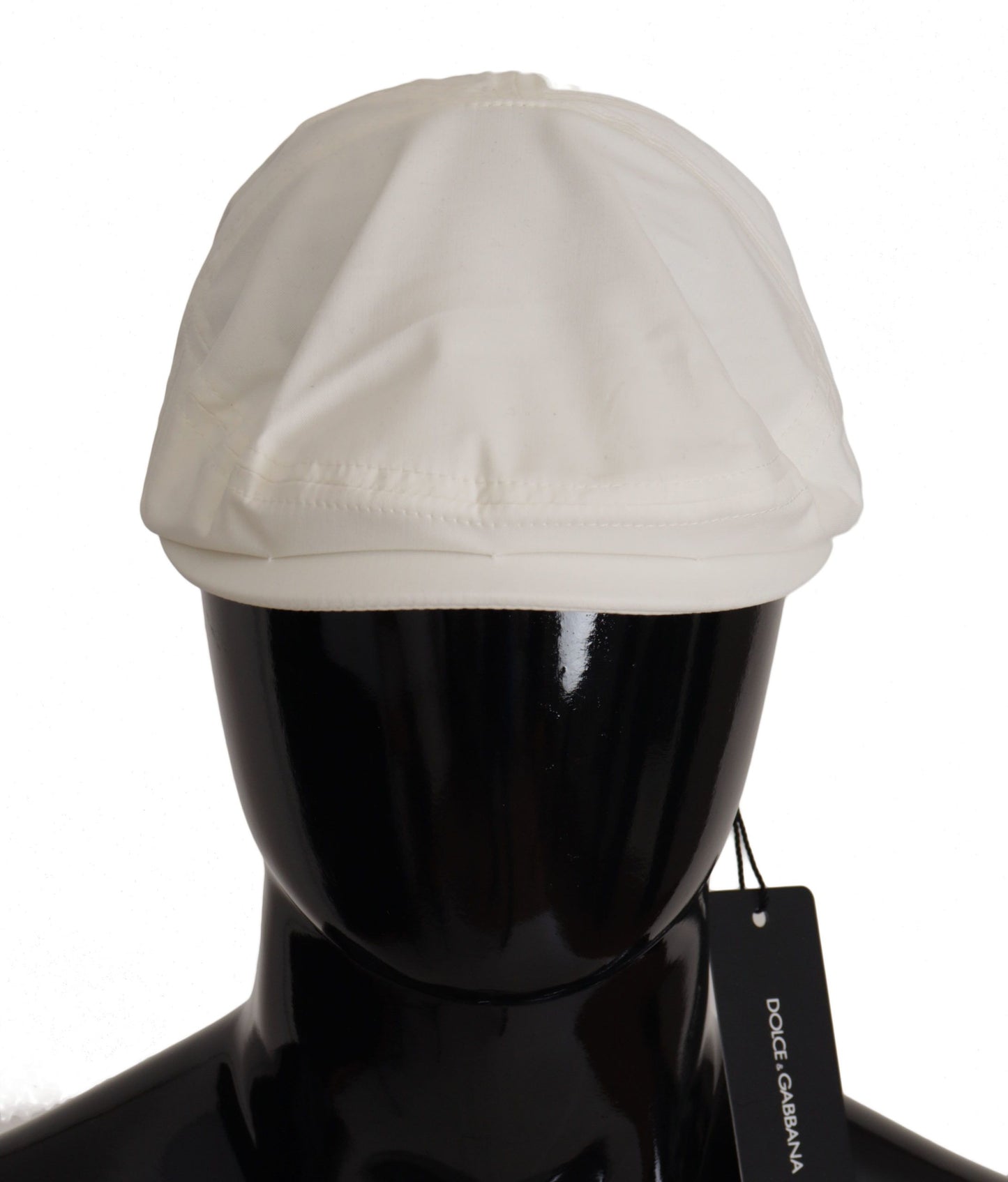 Chic White Newsboy Cap Cotton Blend