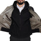 Black Nylon Hooded Full Zip Men Coat Jacket