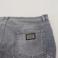 Elegant Gray Washed Denim Pants