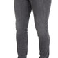 Grey Washed Cotton Skinny Denim Jeans