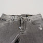 Grey Washed Cotton Skinny Denim Jeans