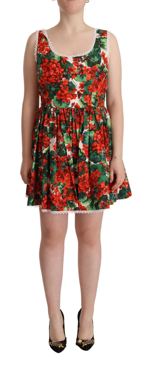 Red Floral Print Mini Dress – Timeless Elegance