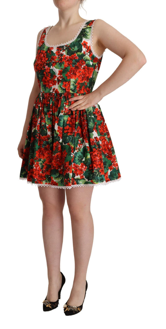 Red Floral Print Mini Dress – Timeless Elegance