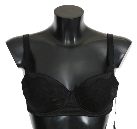 Elegant Black Lace Silk Bra