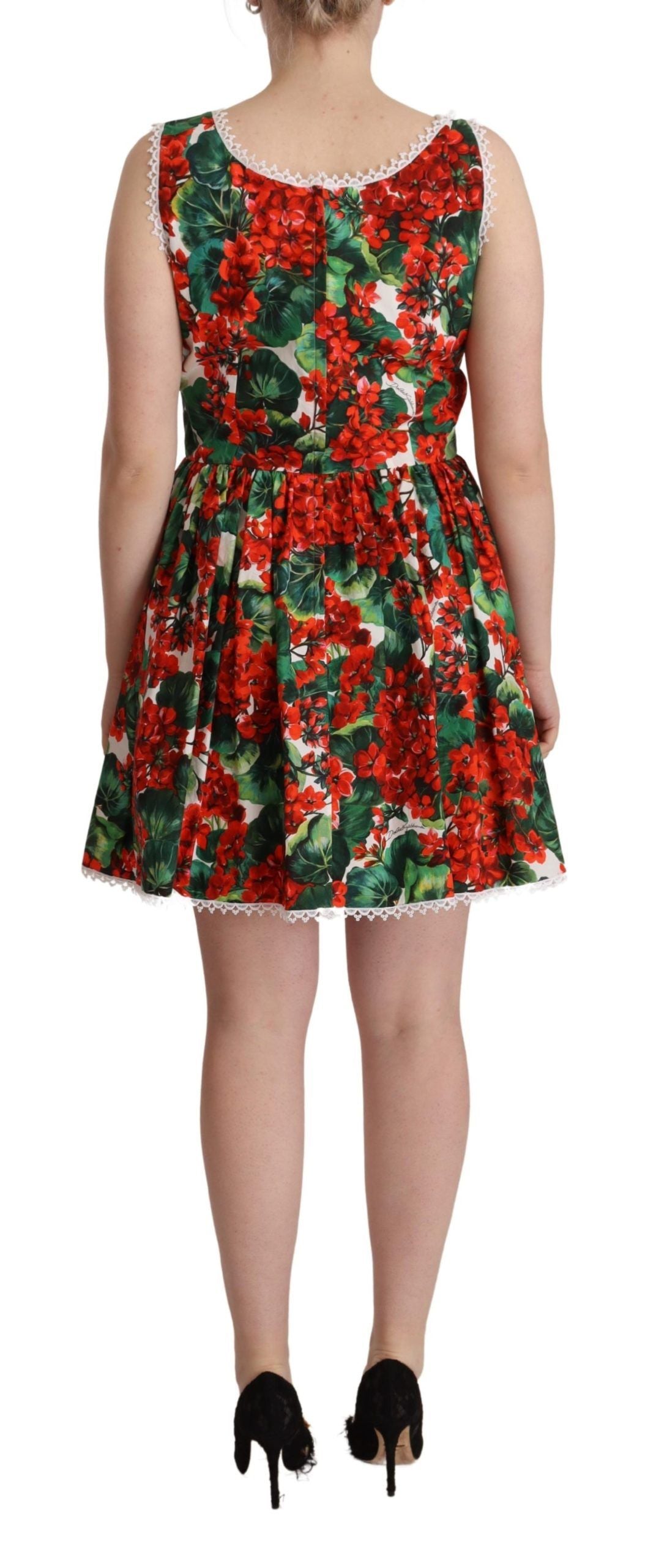 Red Floral Print Mini Dress – Timeless Elegance