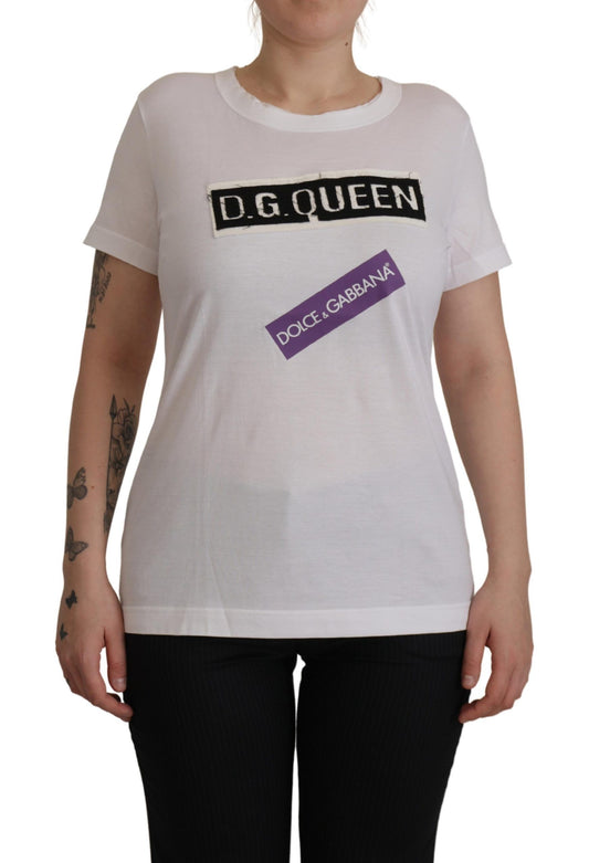 Elegant White Cotton DG Queen Tee