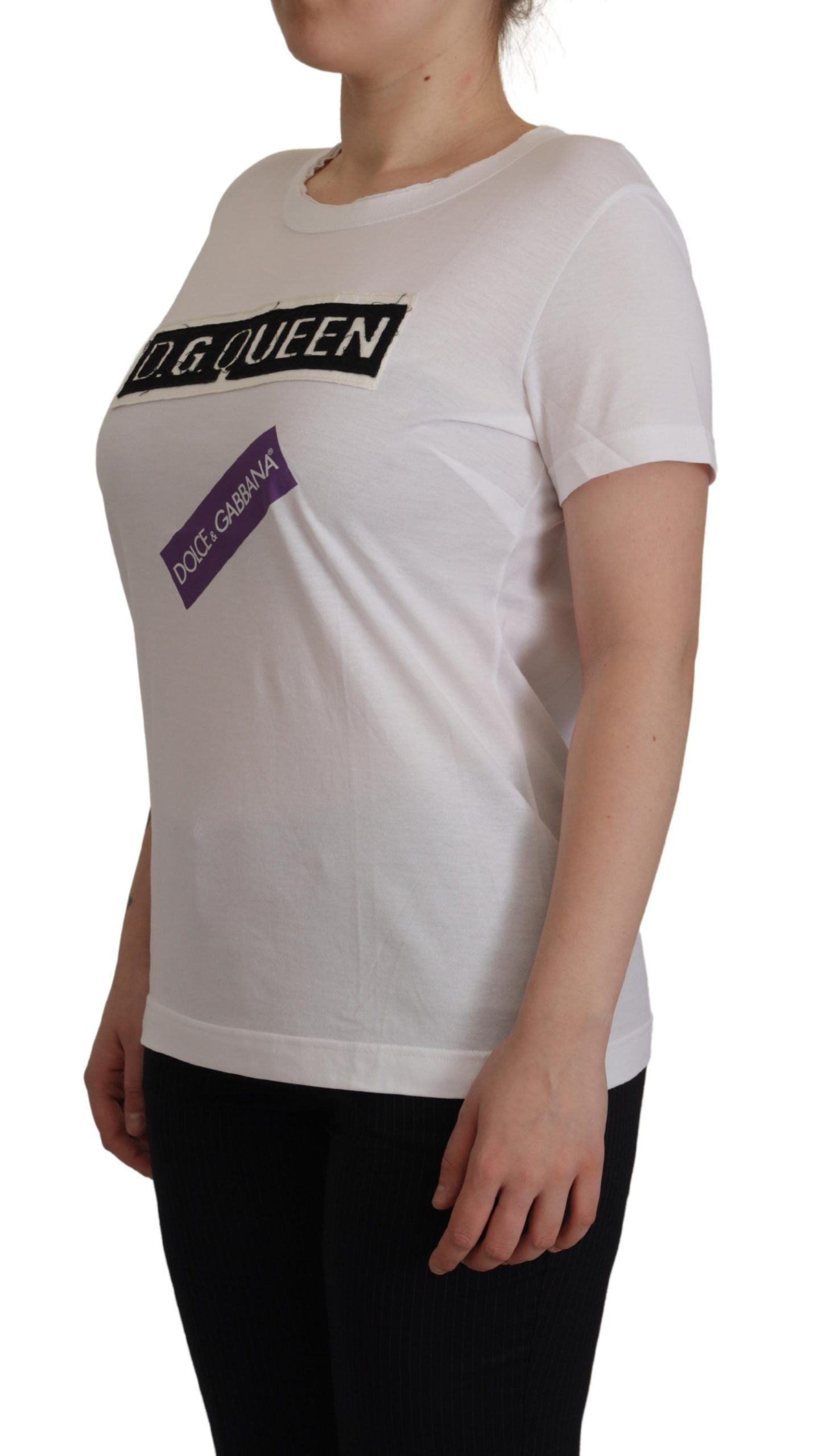 Elegant White Cotton DG Queen Tee