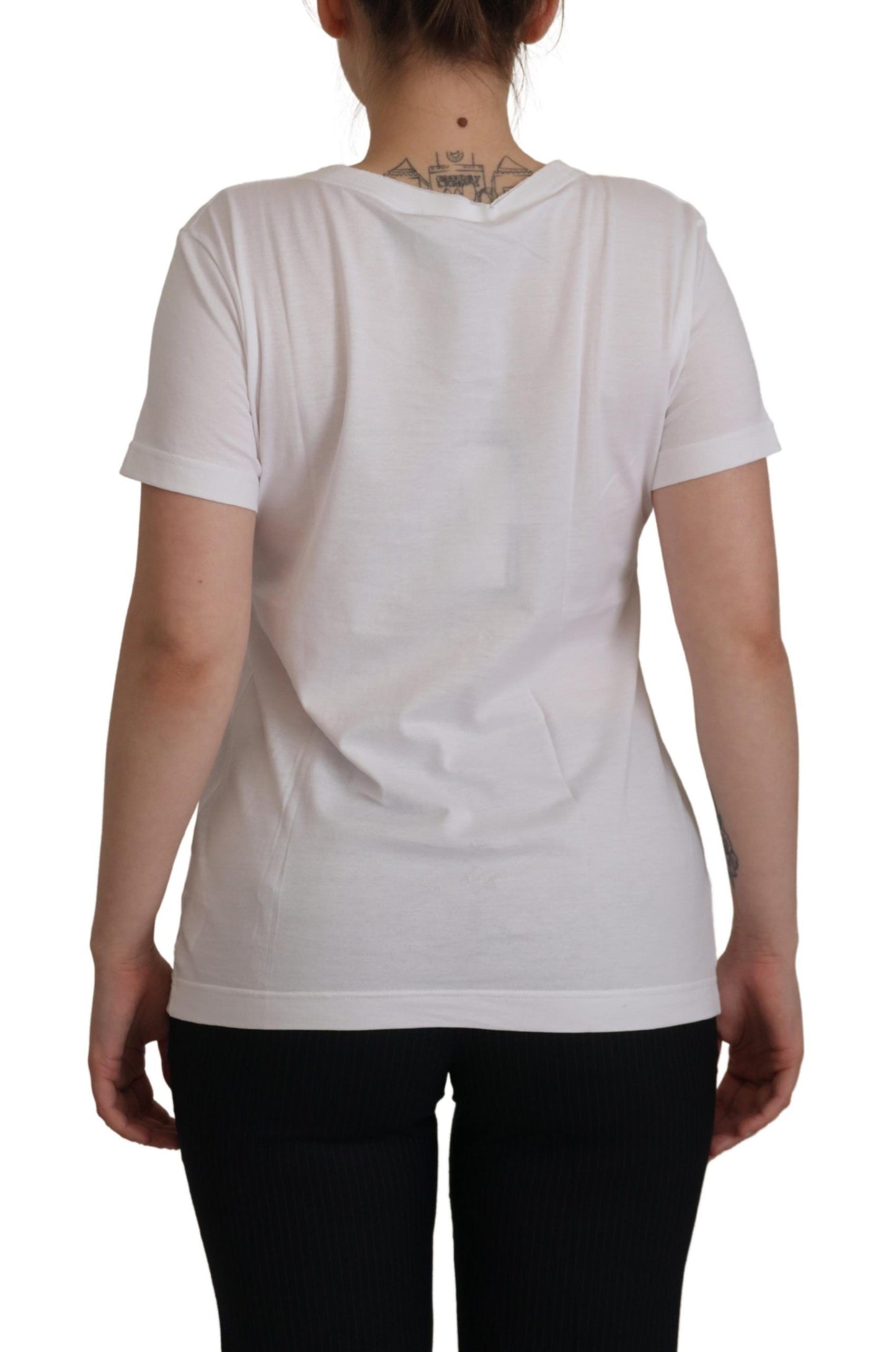 Elegant White Cotton DG Queen Tee