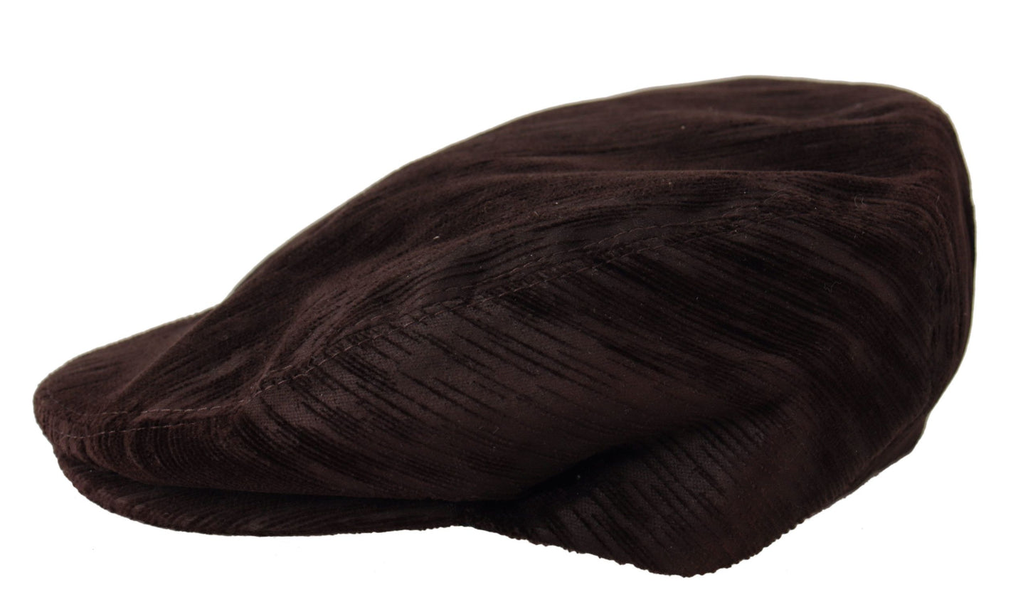 Elegant Cotton Newsboy Hat in Brown