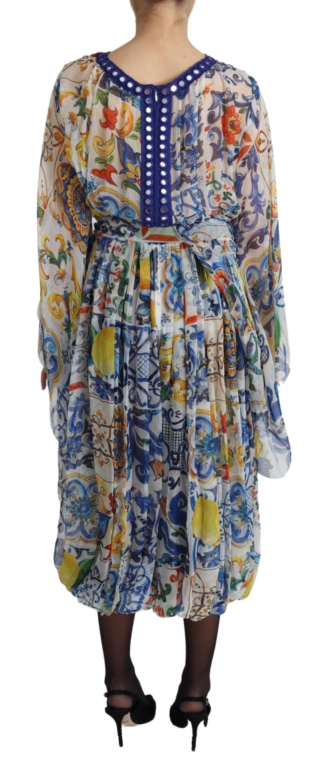 Majolica Print Silk Wrap Midi Dress