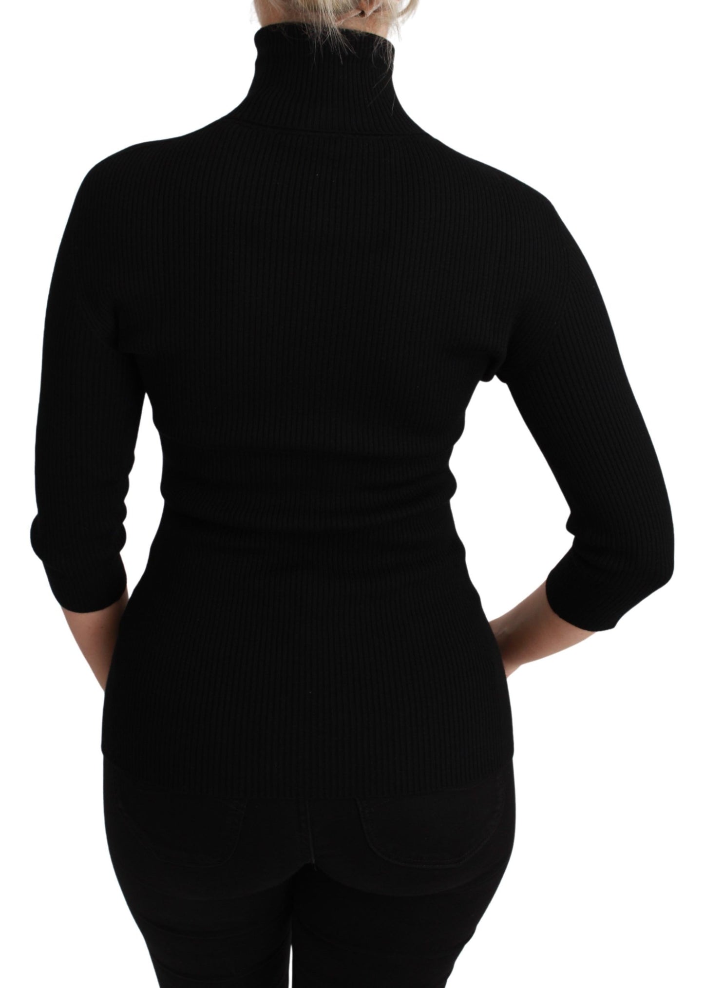 Elegant Black Wool Turtleneck Sweater