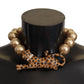 Golden Leopard Beaded Choker Necklace