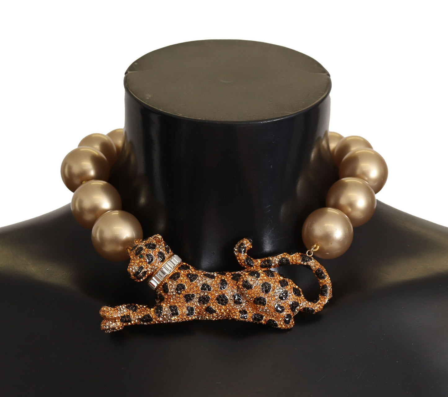 Golden Leopard Beaded Choker Necklace