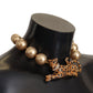 Golden Leopard Beaded Choker Necklace