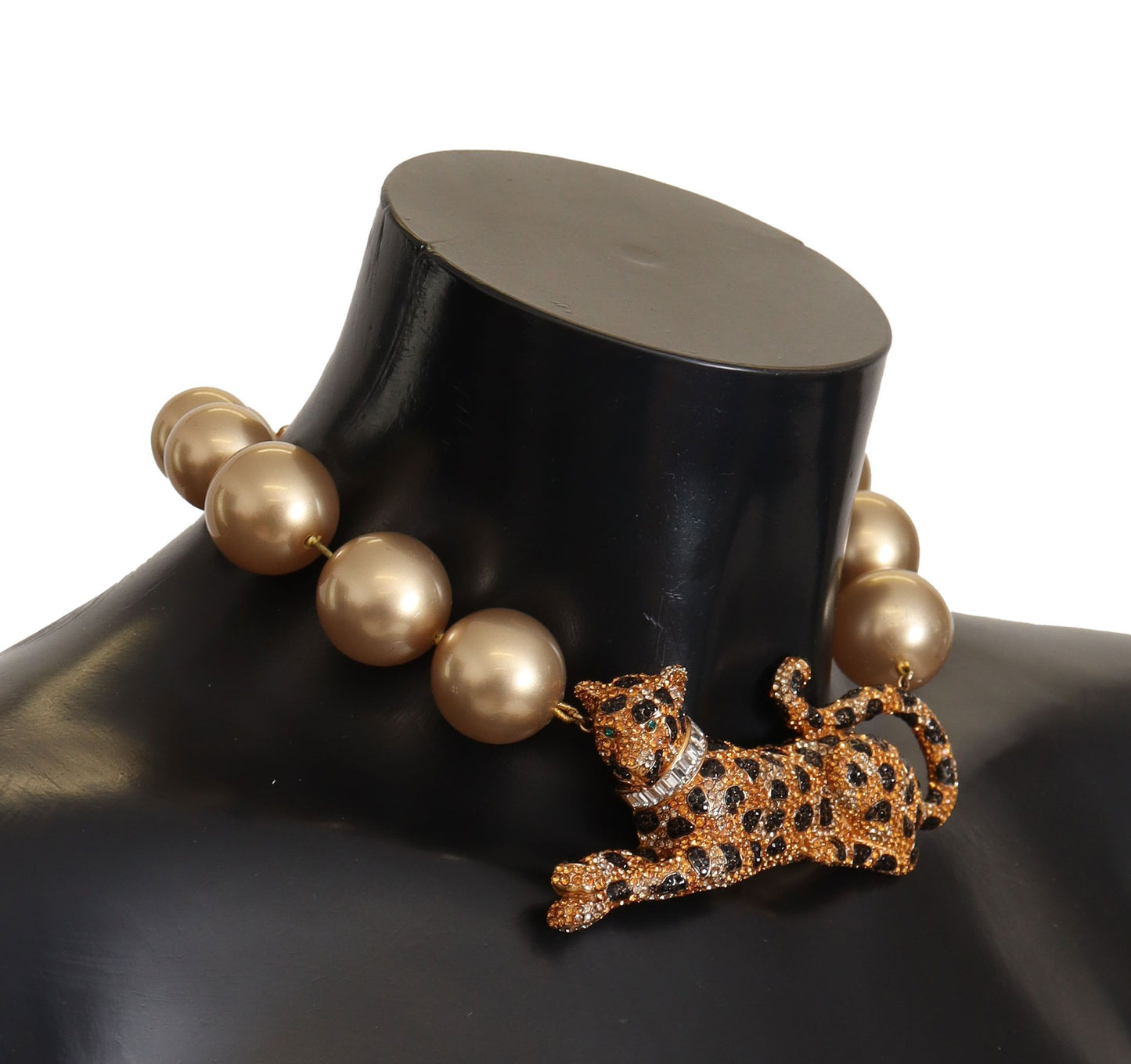 Golden Leopard Beaded Choker Necklace