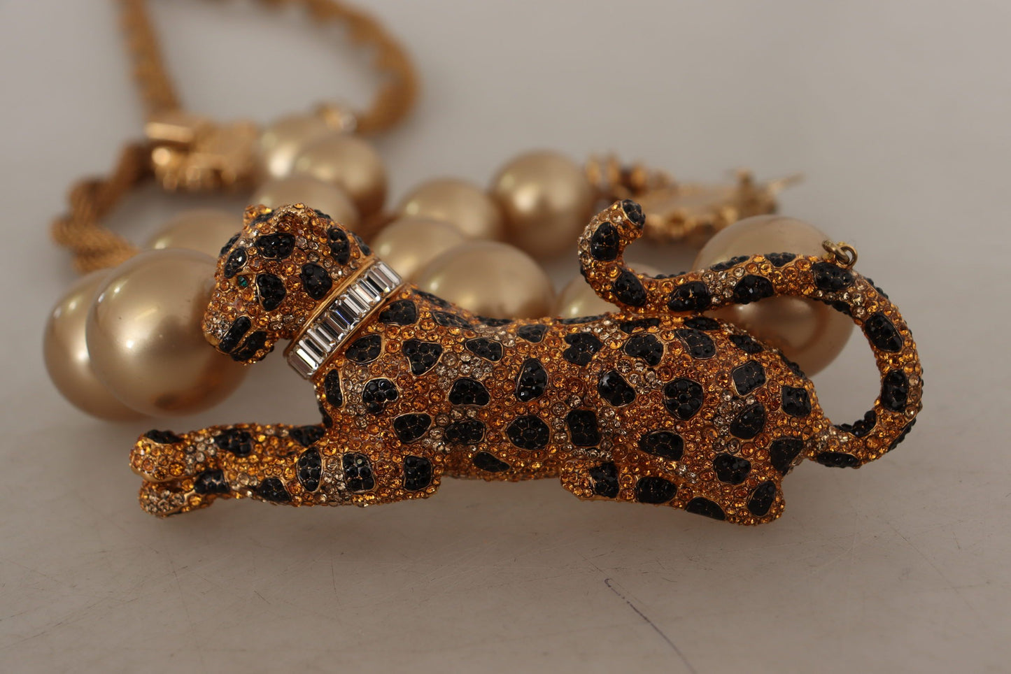 Golden Leopard Beaded Choker Necklace