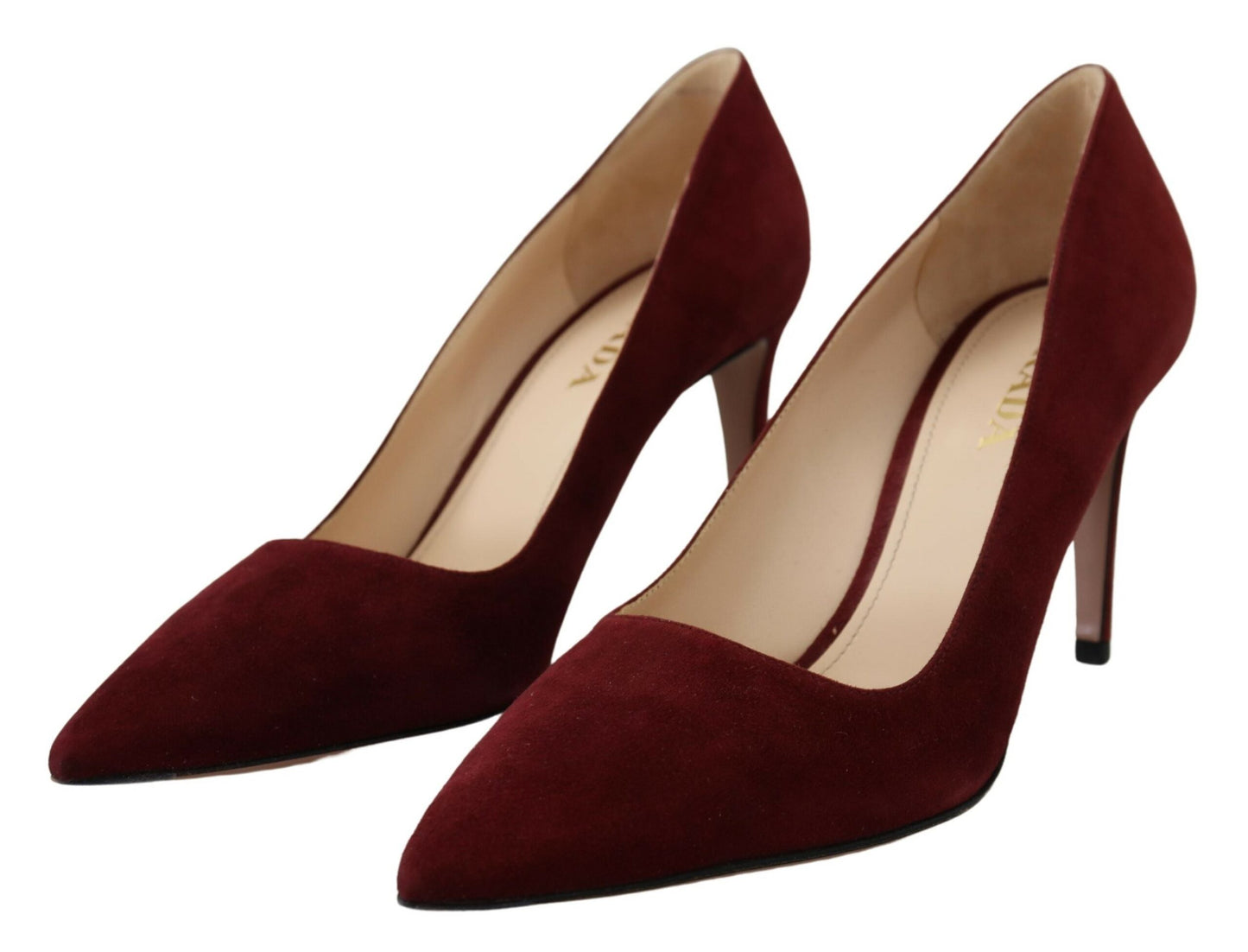 Elegant Dark Red Suede Heels Pumps