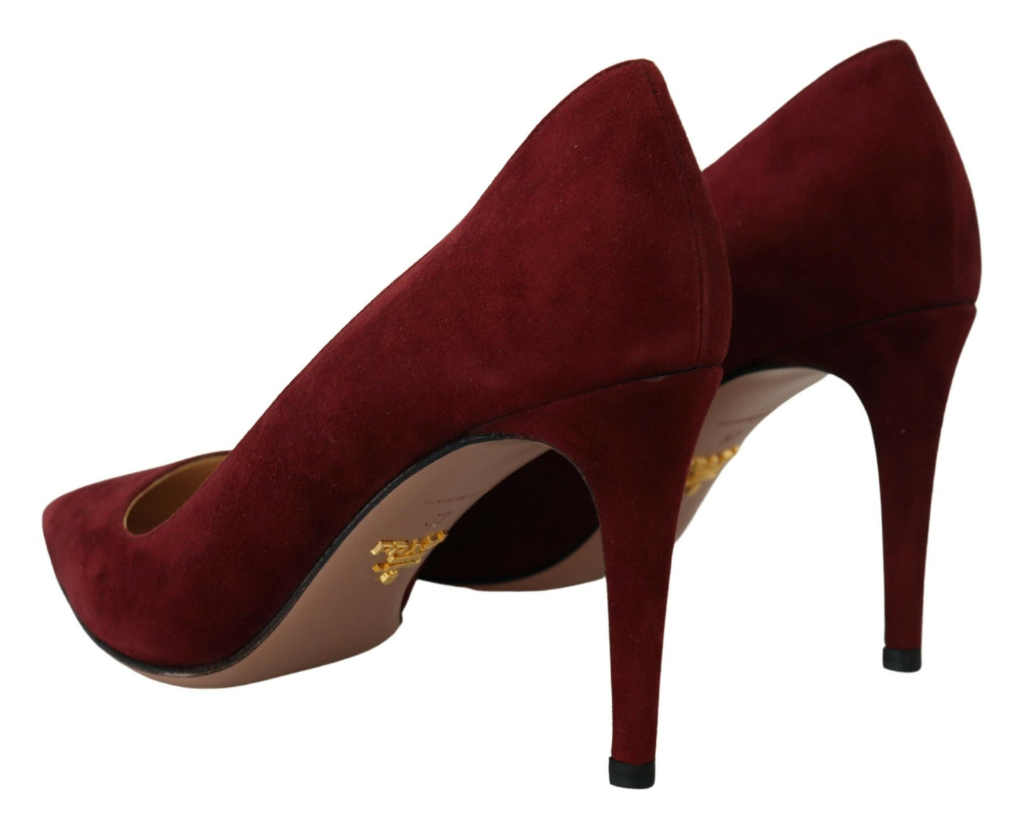 Elegant Dark Red Suede Heels Pumps