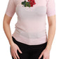 Cashmere Floral Embroidered Short Sleeve Top